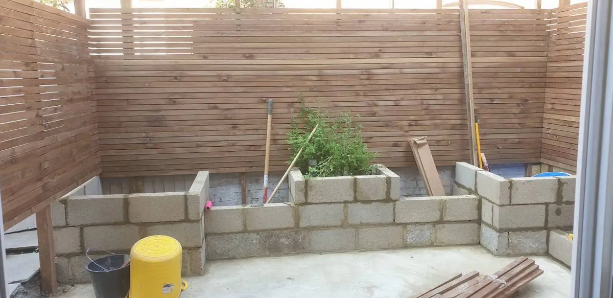 During the landscaping work