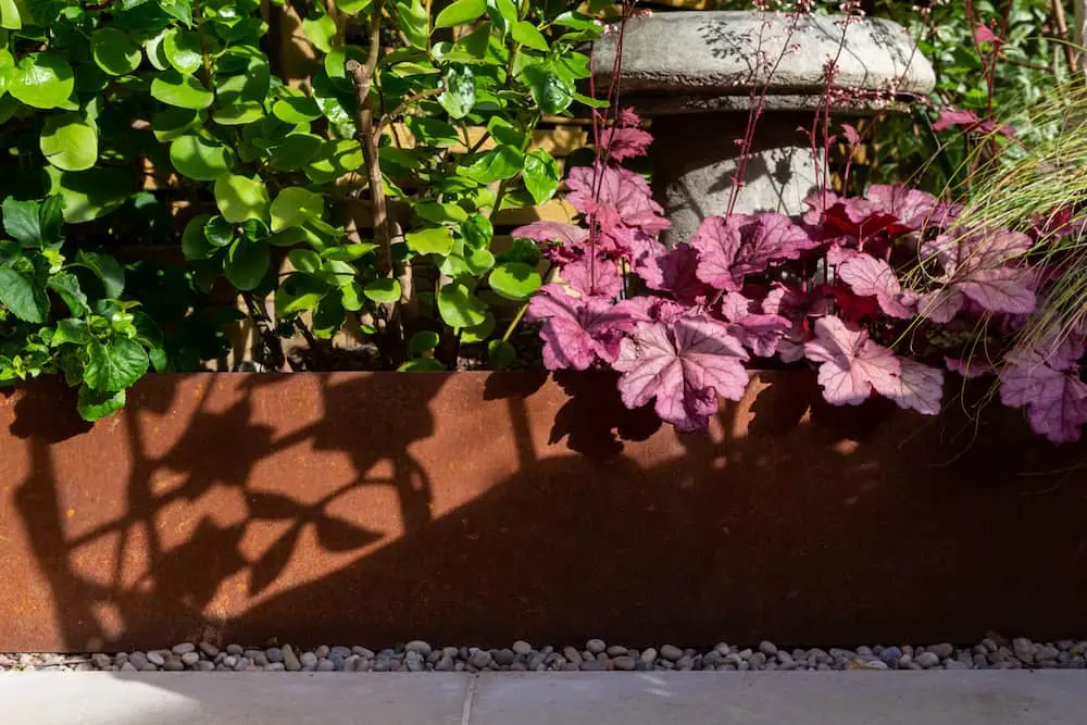 corten steel raised flower bed